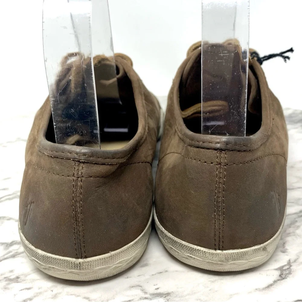 Frye Mindy Low Brown Nubuck Leather Sneaker 9 Casual Neutral Athleisure Bohemian - Picture 5 of 16